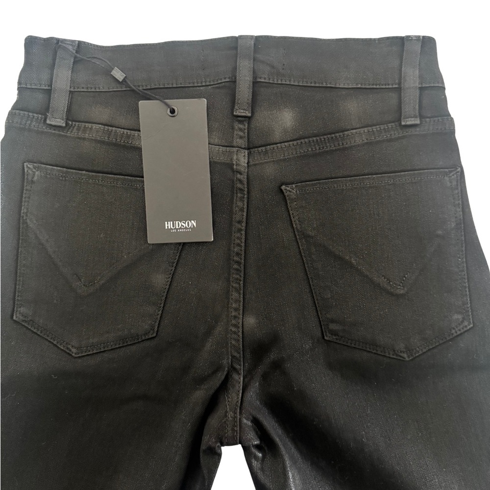 Hudson Barbara High Rise Super Skinny Ankle Jeans 25 Raven Coated Black NWT - Picture 6 of 6